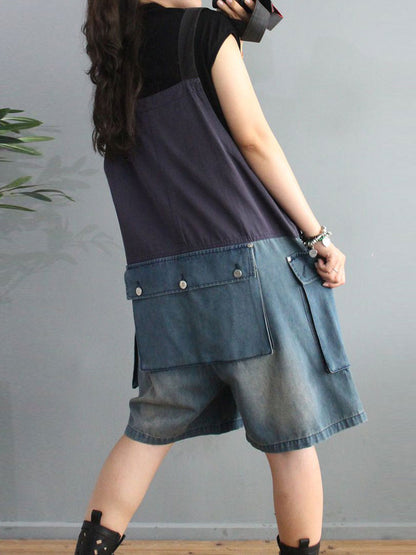 Dungarees, denim, vintage retro style overall, Short Dungaree