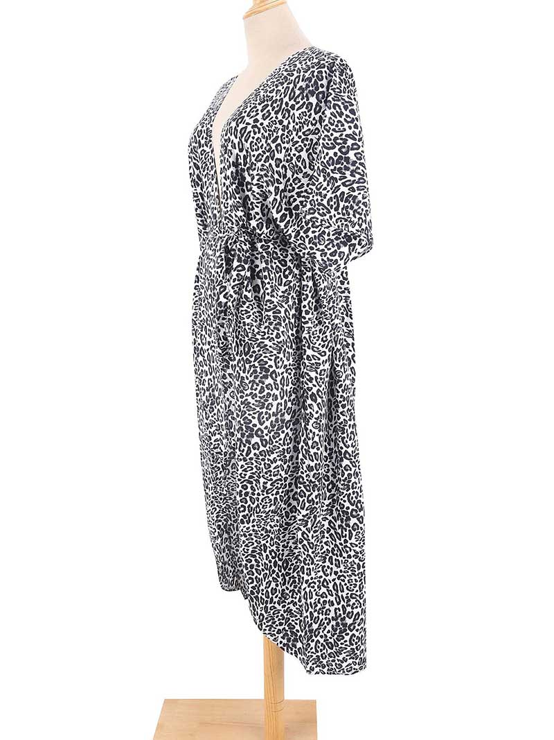 Evatrends cotton gown robe printed kimonos, Outerwear, Nightwear, Rayon, Board Sleeves, Different colors, Leopard print,
