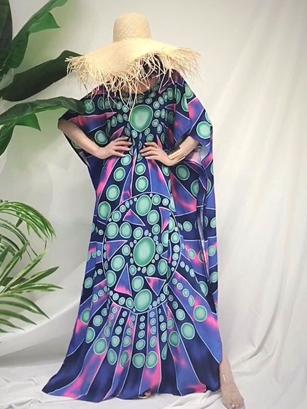 Vibras de discoteca Retro impresa bohemia MAXI Vestido