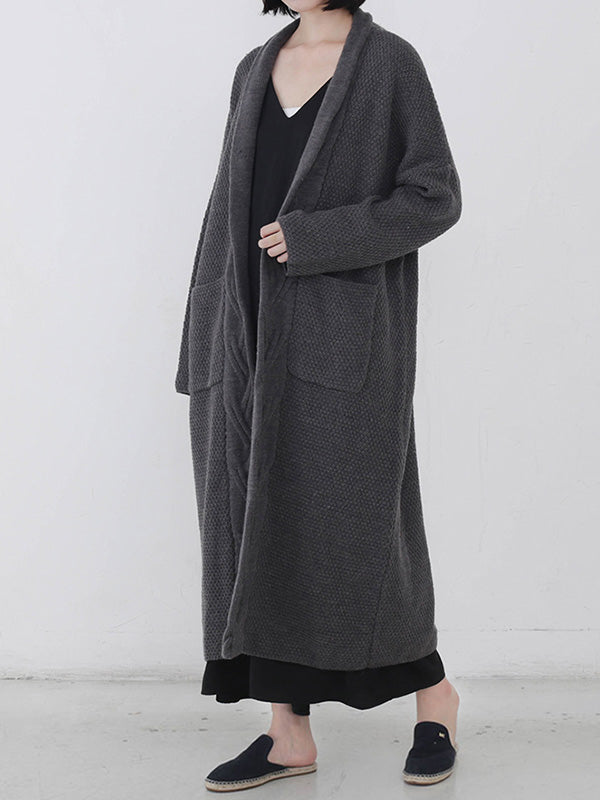 Diamond Long Cardigan Sweater com bolso