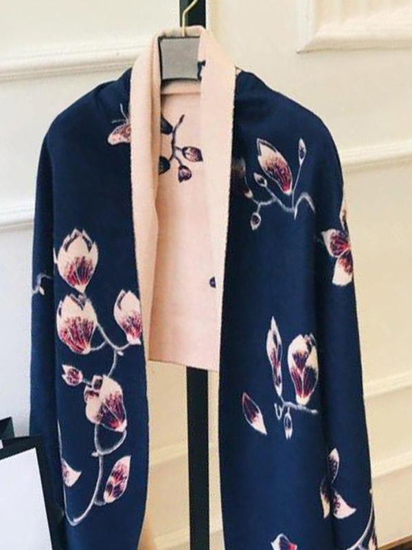 Écharpe de laine de couronne de fleur de luxe