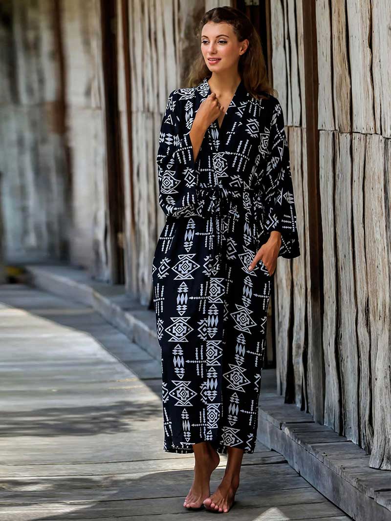 Evatrends cotton gown robe printed kimonos, Outerwear, Rayon 100%, Nightwear, long kimono, Board Sleeves, different color, loose fitting, Printed, fashionshow, kimono,