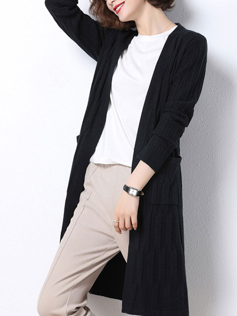 Side Pocket Long knitted Cardigan