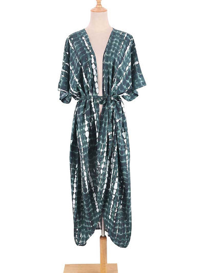 Evatrends cotton gown robe printed kimonos, Outerwear, Nightwear, Rayon, Board Sleeves, Different colors, Tie-Dye print