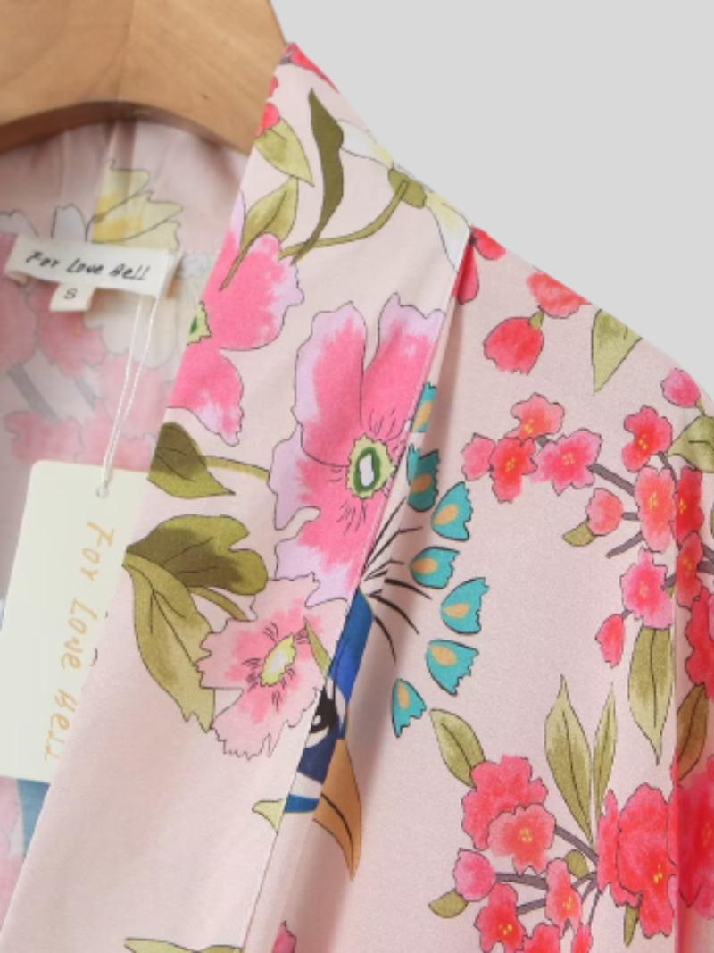 Women's Beautiful Peacock kimono jacket with belt