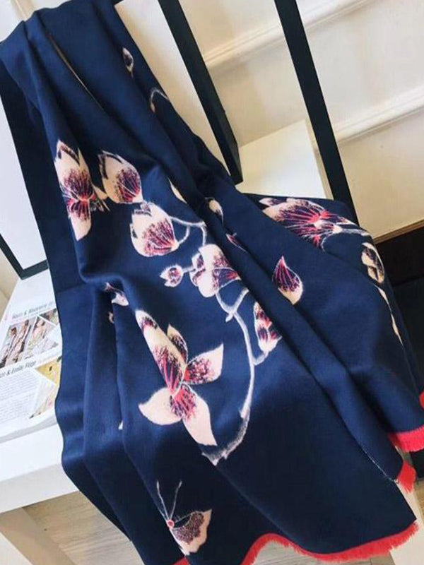 Écharpe de laine de couronne de fleur de luxe