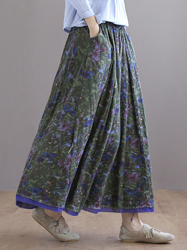 Jupe d'impression florale double couches