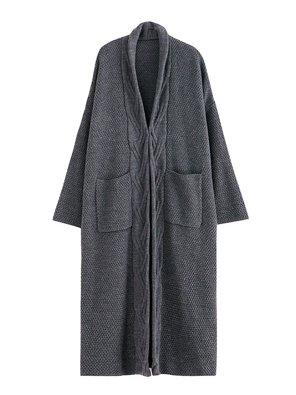 Diamond Long Cardigan Sweater com bolso