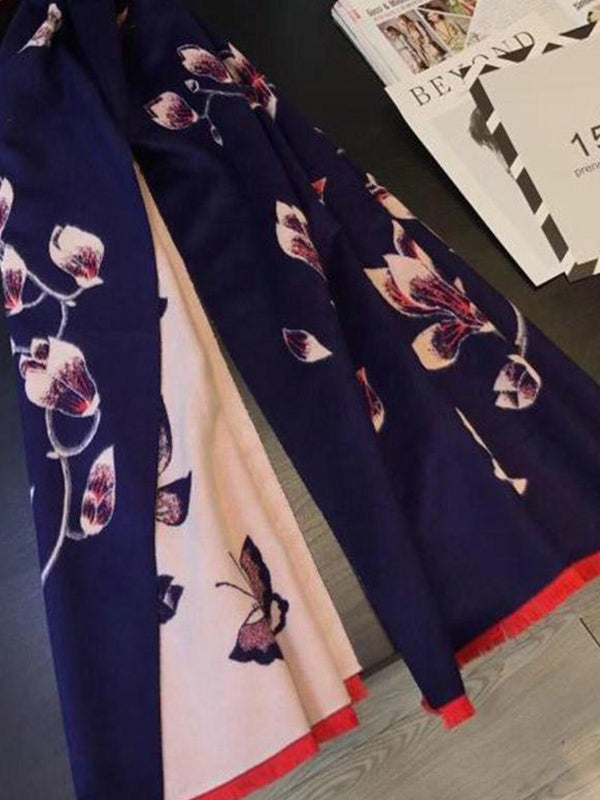 Écharpe de laine de couronne de fleur de luxe