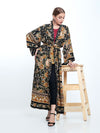 Evatrends cotton gown robe printed kimonos, Outerwear, Cotton, Nightwear, long kimono, Board Sleeves, loose fitting, Floral print