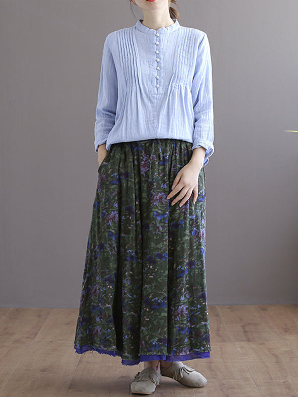 Jupe d'impression florale double couches