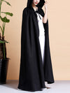 Solid Color Hooded Linen Cape Coat