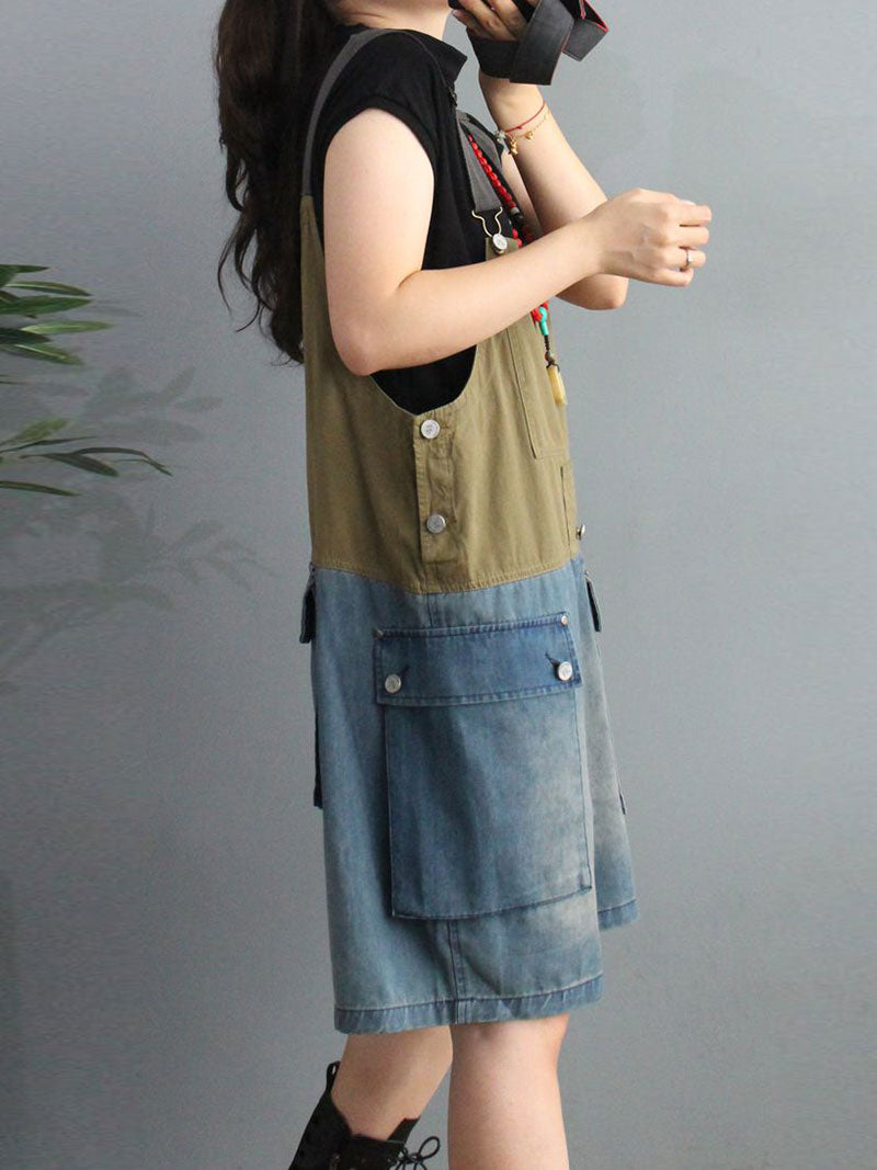 Dungarees, denim, vintage retro style overall, Short Dungaree
