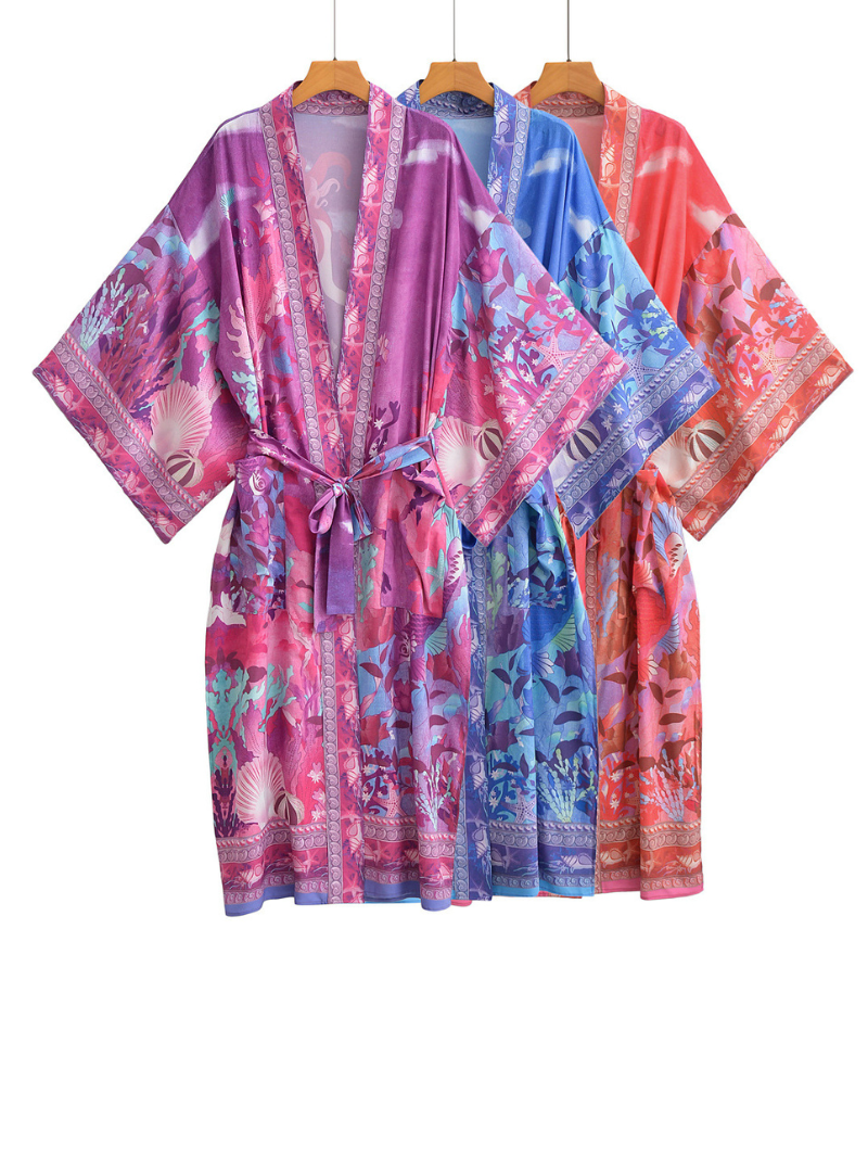 Cardigan de sereia de sereia multicolorida de outono feminino