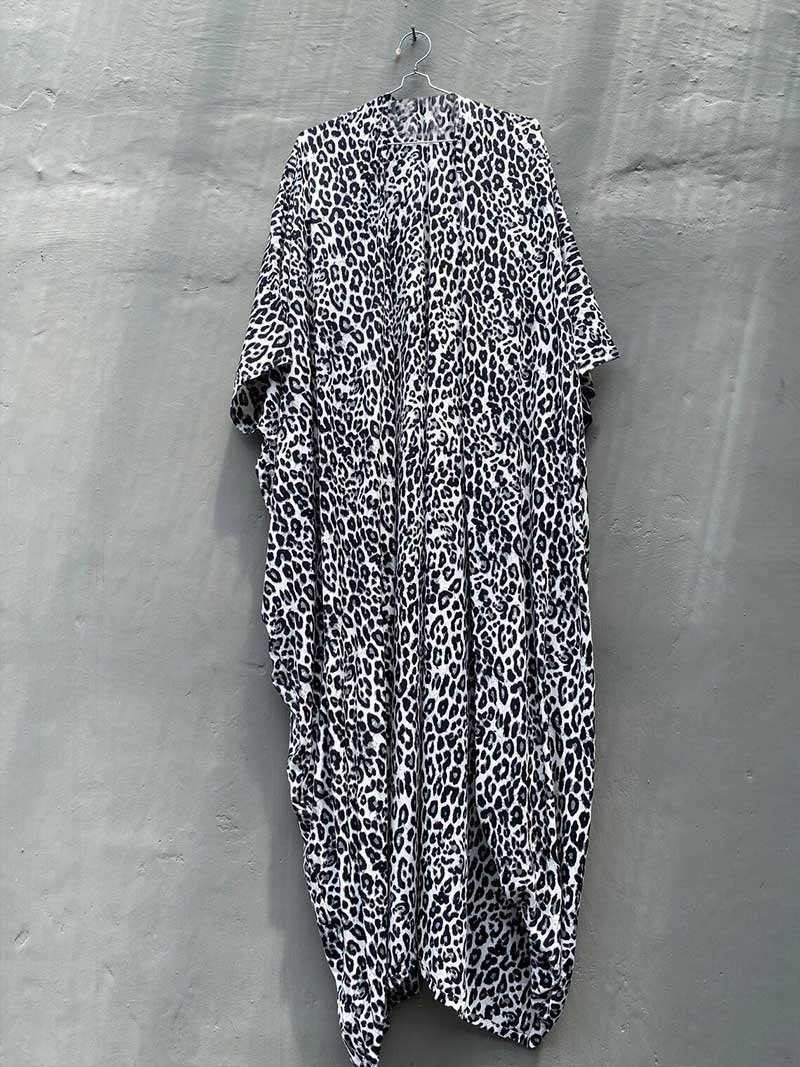 Evatrends cotton gown robe printed kimonos, Outerwear, Nightwear, Rayon, Board Sleeves, Different colors, Leopard print,