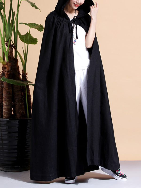 Cape à capuche à capuche de couleur unie