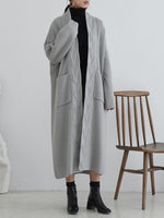 Diamond Long Cardigan Sweater com bolso