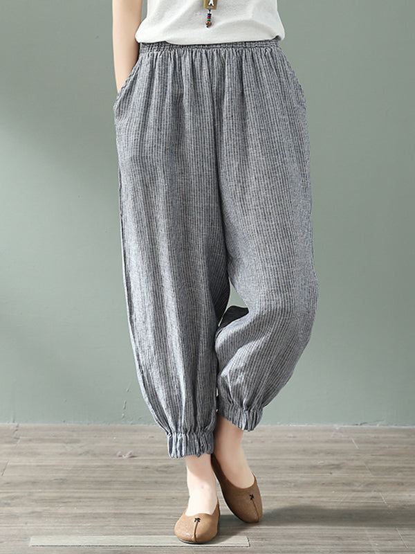 Pantalon de coton et de lin à roues à roues