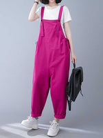 Western-style Plain Cotton Women's Sleeveless Overalls Dungaree