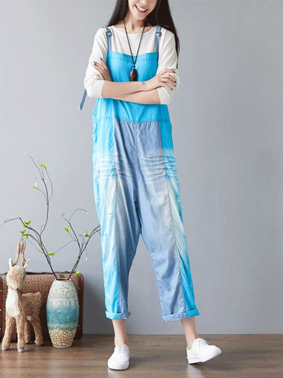 Dungarees cotton denim,  Trousers, vintage retro style overall, Adjustable Straps