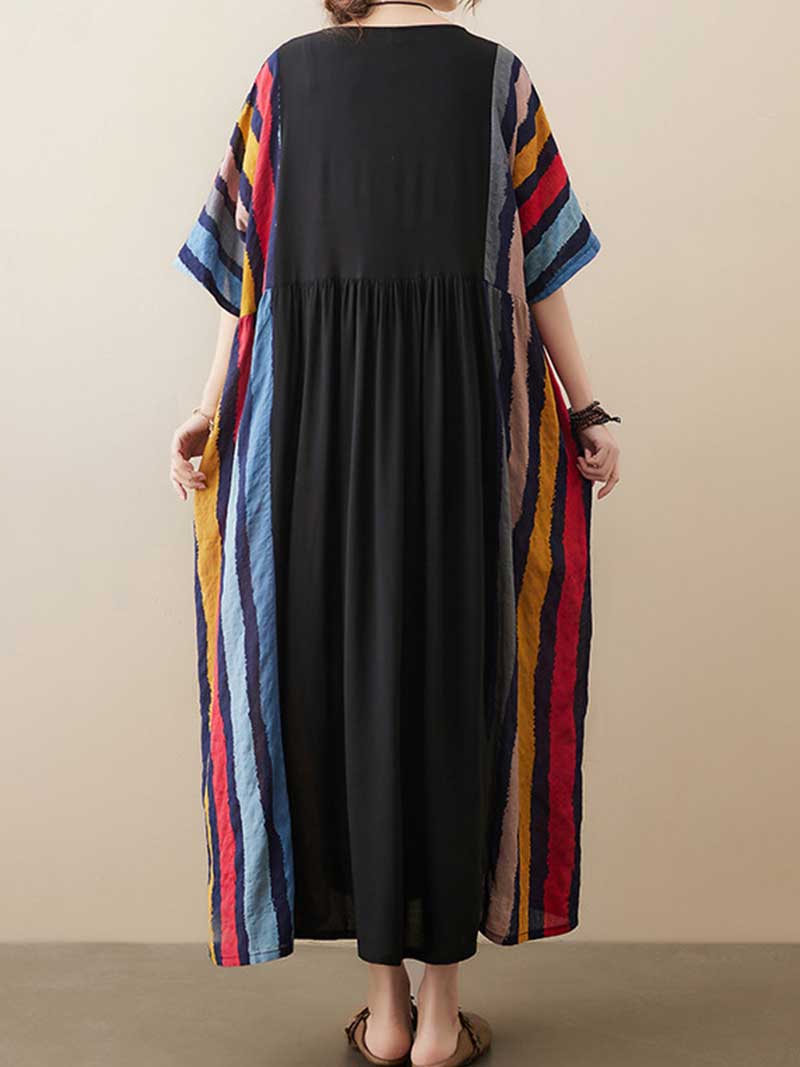Robe de blouse rayée de fille rétro