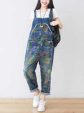 Dungarees, cotton, denim, ripped jeans, floral, vintage, retro style, overall, Wild