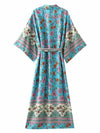 Evatrends cotton gown robe printed kimonos, Outerwear, Cotton, Nightwear, long kimono, Kimono Broad sleeves, loose fitting, Floral Print, Belted