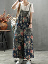 Dungarees cotton denim ripped jeans floral vintage retro style overall