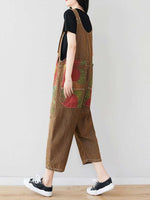 Dungarees cotton denim ripped jeans floral vintage retro style overall