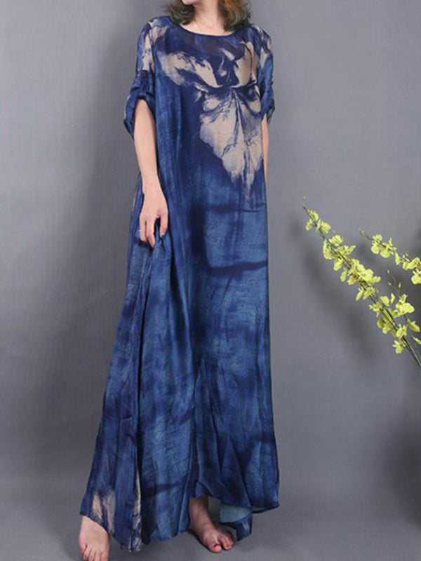 Blue Silk Maxi Dress for Women