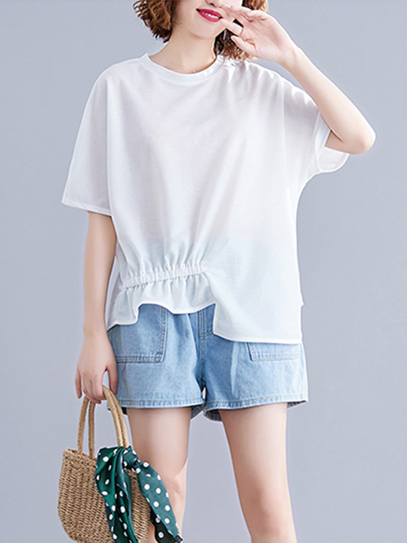 Women's White Elastic Tops