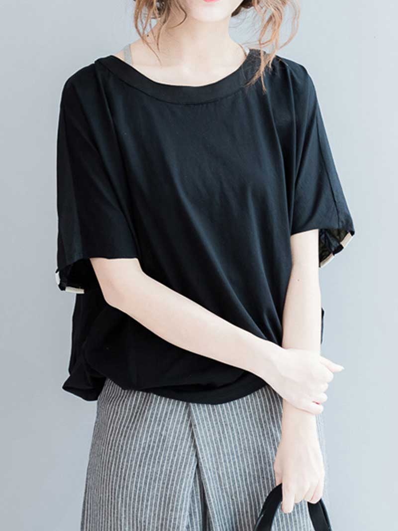 Evatrends Cotton Linen Top, Summer wear, Short sleeves, Stripped top, Round Neck, T-shirt Top, Wear With Jeans pant or Trouser