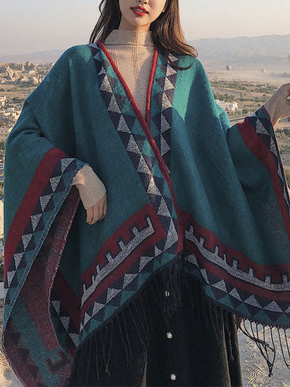 كارديجان مفتوح من الأمام بتصميم عرقي