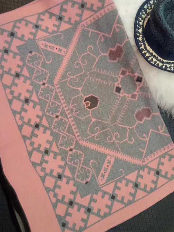 Écharpe en laine de blocs de couleur monogramme