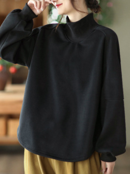 Women's Black Sweater Loose Top