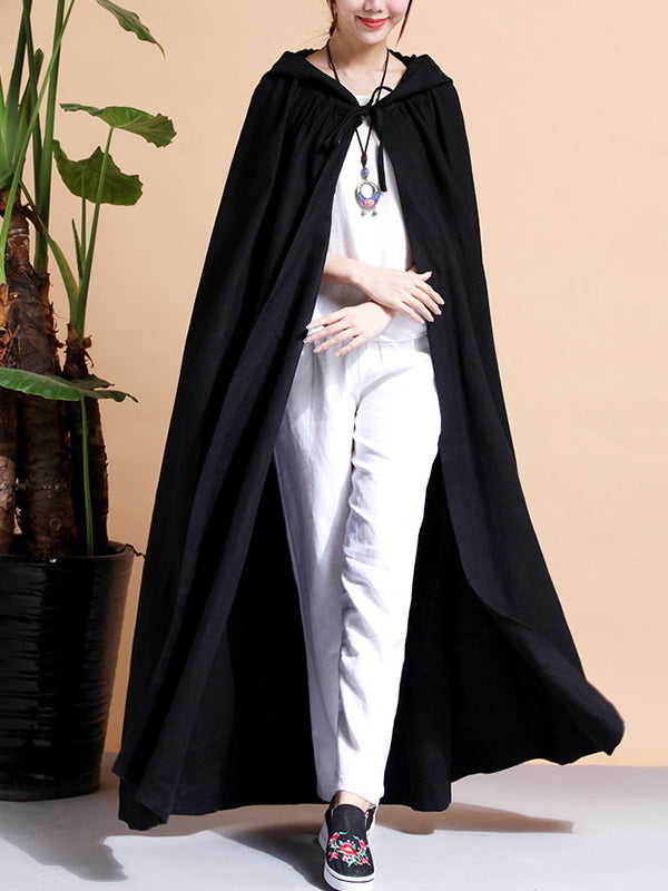 Cape à capuche à capuche de couleur unie