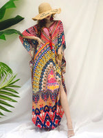 Mais uma vez, impressão abstrata, vestido maxi boêmio solto