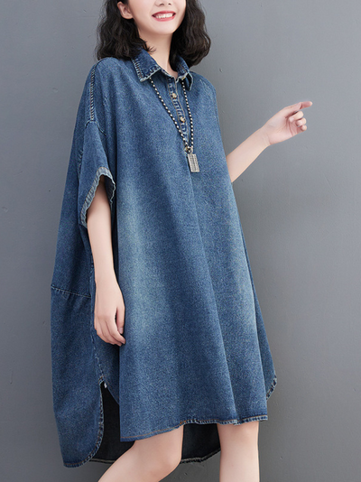 Women's Blue Loose Tops Dress