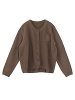 Damen Casual Cardigan Langarm Lose Strick Knopf Tasche Jacke