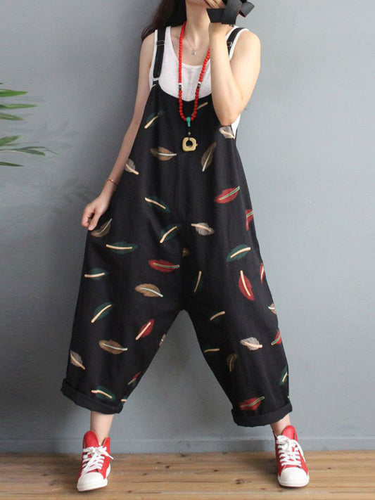Dungarees cotton denim ripped jeans floral vintage retro style overall