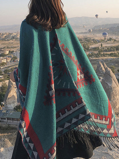 كارديجان مفتوح من الأمام بتصميم عرقي