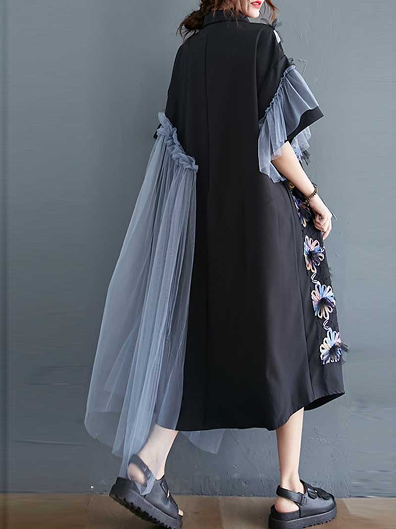 Black Floral Enchanted A-Line Dress