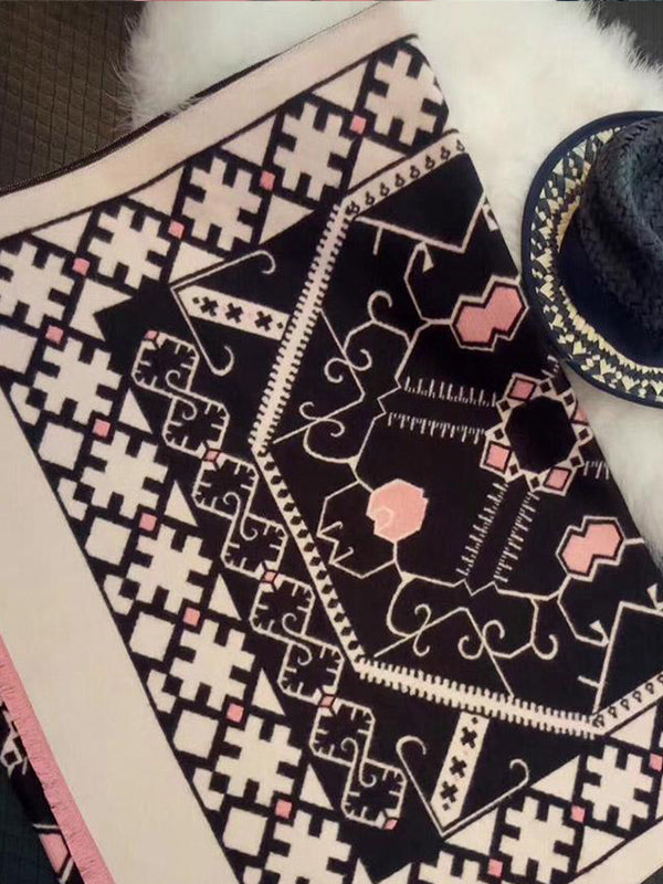 Écharpe en laine de blocs de couleur monogramme