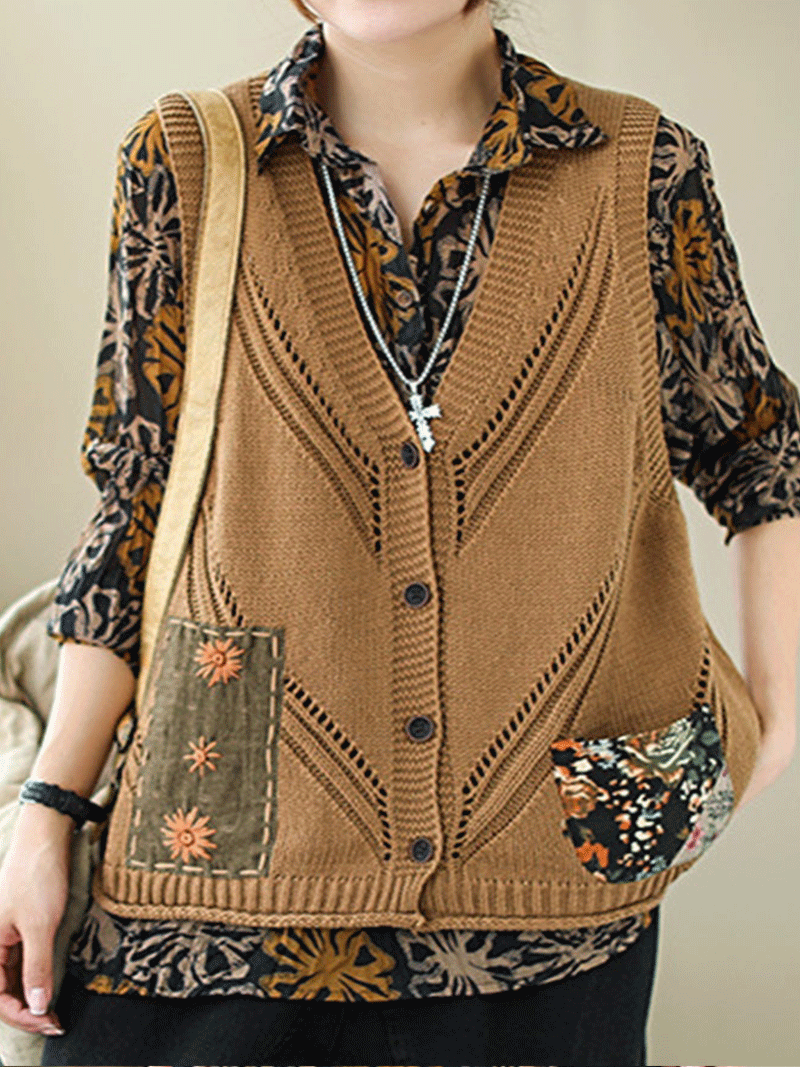 Patch samedi soir coton gilet en tricot Femme Sweater Cardigan