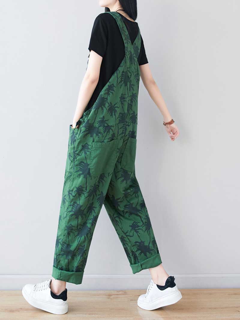 Dungarees cotton denim Printed ,vintage retro style overall, Adjustable straps, double side pockets, comfortable overall