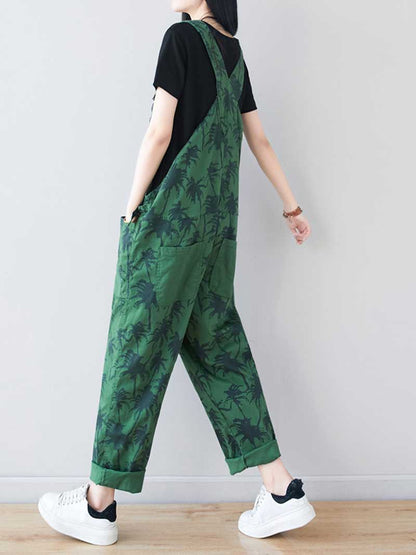 Dungarees cotton denim Printed ,vintage retro style overall, Adjustable straps, double side pockets, comfortable overall