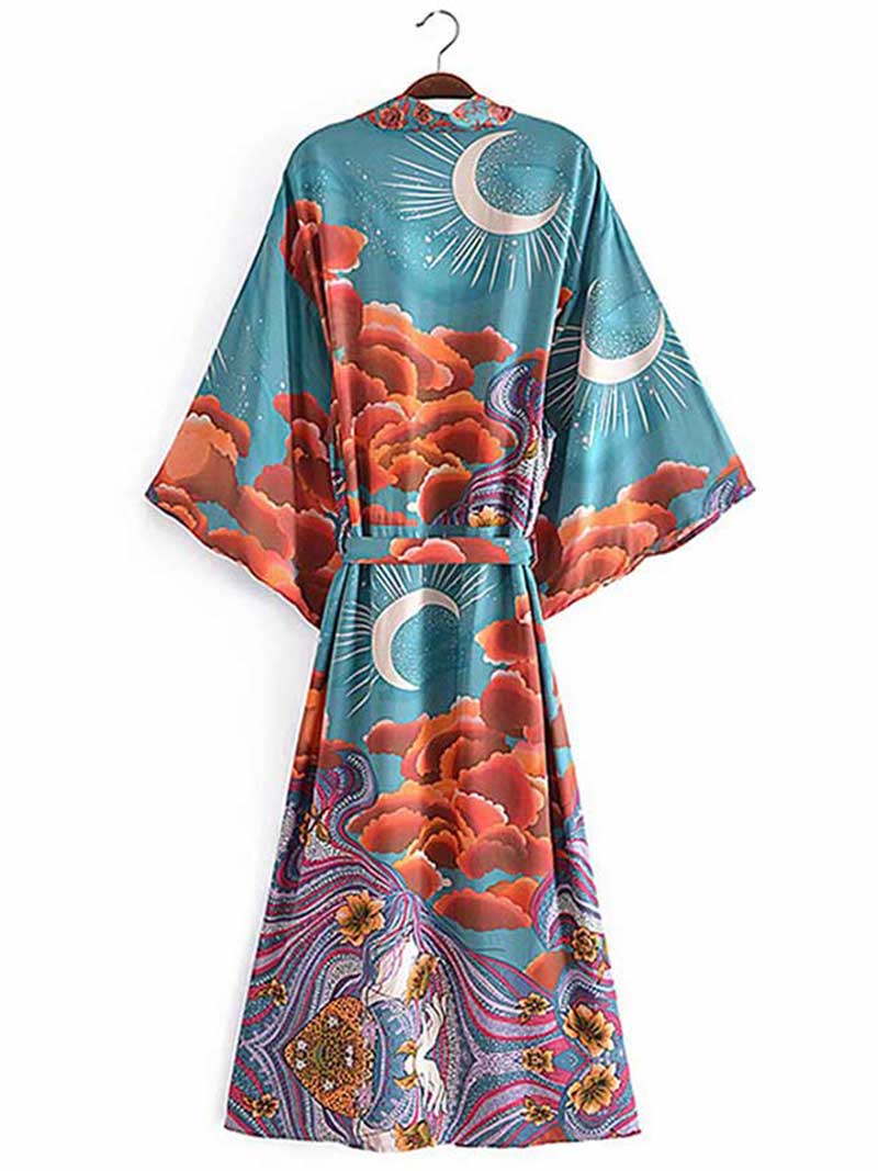 Silk Floral Kimono Gown