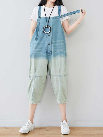 Dungarees cotton denim ripped jeans ,vintage retro style overall, Adjustable straps, Cropped pant