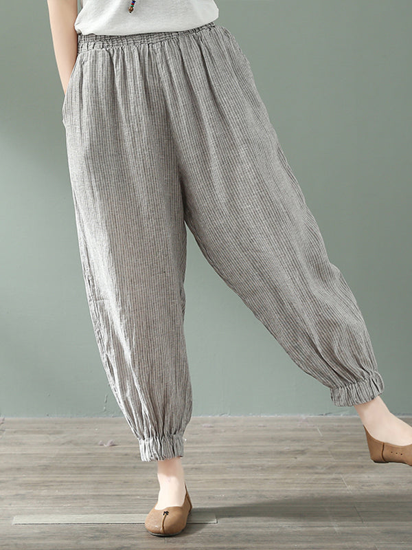 Pantalon de coton et de lin à roues à roues