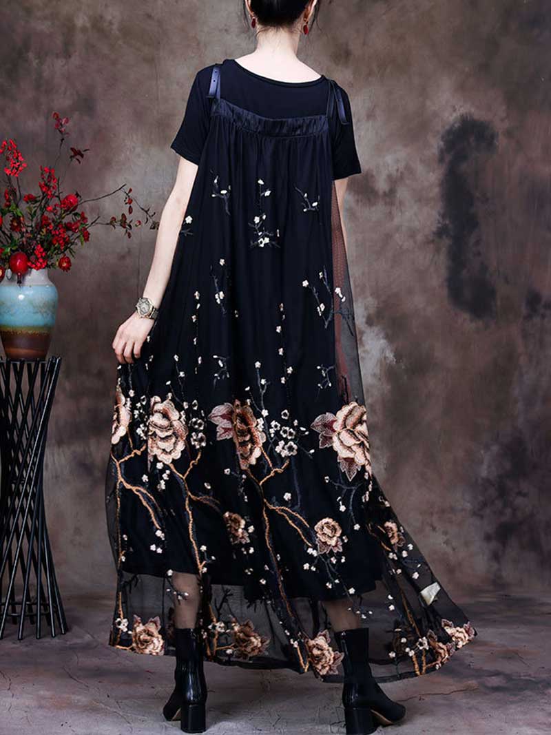 printed salopette maxi dres